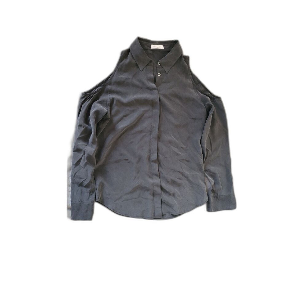 Equipment Nixie Silk Open Cold Shoulder Black Blouse